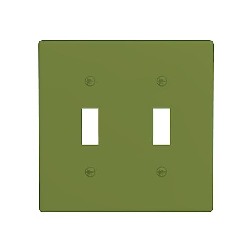 Phayah Lichtschalterplatten, einfarbig, dunkelgrünes Muster, Doppel-Kippschalter, Steckdosenabdeckungen, dekorativ für Badezimmer, Schlafzimmer, Küche, 11,4 x 11,4 cm Phayah Lichtschalterplatten, einfarbig, dunkelgrünes Muster, Doppel-Kippschalter, Steckdosenabdeckungen, dekorativ für Badezimmer, Schlafzimmer, Küche, 11,4 x 11,4 cm von PHAYAH