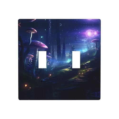 Phayah Lichtschalterplatten mit Fantasy-Wind-Wald-Muster, Doppel-Kippschalter, dekorative Abdeckung für Badezimmer, Schlafzimmer, Küche, 11,4 x 11,4 cm von PHAYAH