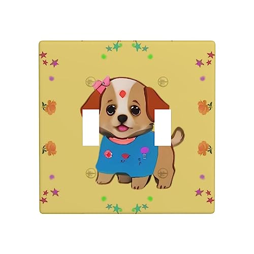 Phayah Niedliches Cartoon-Hunde-Muster, Doppel-Kippschalter, Lichtschalter-Abdeckungen, dekorativ für Badezimmer, Schlafzimmer, Küche, 11,4 x 11,4 cm Phayah Niedliches Cartoon-Hunde-Muster, Doppel-Kippschalter, Lichtschalter-Abdeckungen, dekorativ für Badezimmer, Schlafzimmer, Küche, 11,4 x 11,4 cm von PHAYAH
