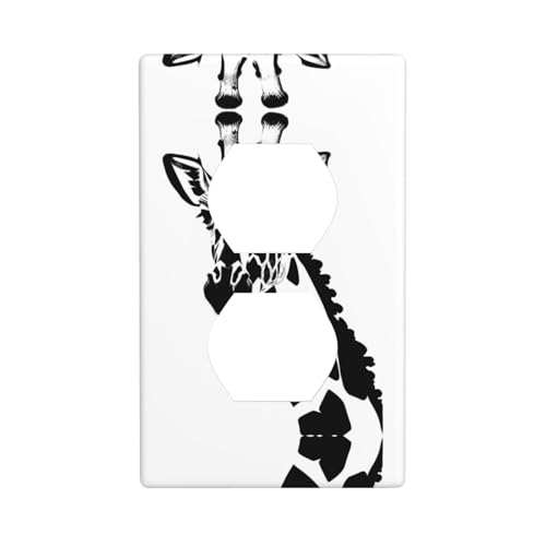 Phayah Schwarze und weiße Giraffenmuster, dekorative Steckdosenabdeckungen, Duplex-Lichtschalterplatte, einzelne Doppelstecker-Abdeckungen Phayah Schwarze und weiße Giraffenmuster, dekorative Steckdosenabdeckungen, Duplex-Lichtschalterplatte, einzelne Doppelstecker-Abdeckungen von PHAYAH