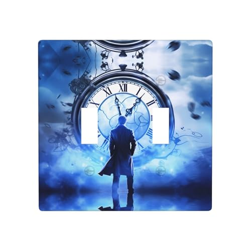 Phayah Sci-Fi-Uhr-Muster, Doppel-Kippschalter, Lichtschalterplatten, Steckdosenabdeckungen, dekorativ für Badezimmer, Schlafzimmer, Küche, 11,4 x 11,4 cm Phayah Sci-Fi-Uhr-Muster, Doppel-Kippschalter, Lichtschalterplatten, Steckdosenabdeckungen, dekorativ für Badezimmer, Schlafzimmer, Küche, 11,4 x 11,4 cm von PHAYAH