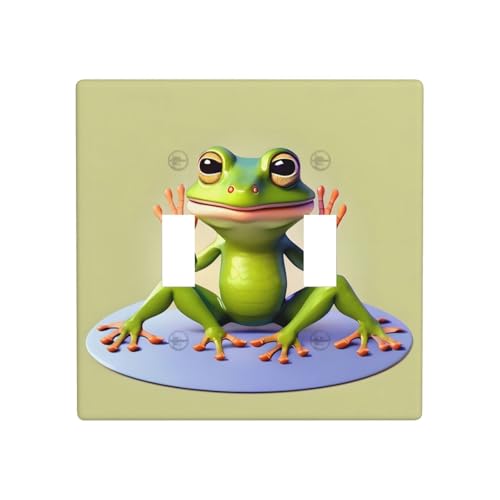 Phayah The Funny Frosch Doing Yoga Muster Doppel-Kipp-Lichtschalter-Platten, Steckdosenabdeckungen, dekorativ für Badezimmer, Schlafzimmer, Küche, 11,4 x 11,4 cm Phayah The Funny Frosch Doing Yoga Muster Doppel-Kipp-Lichtschalter-Platten, Steckdosenabdeckungen, dekorativ für Badezimmer, Schlafzimmer, Küche, 11,4 x 11,4 cm von PHAYAH