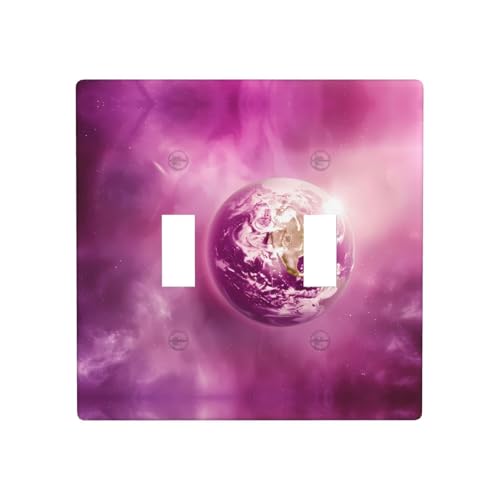 Phayah Violetter Planeten-Objektmuster, Doppel-Kippschalter, Lichtschalterplatten, Steckdosenabdeckungen, dekorativ für Badezimmer, Schlafzimmer, Küche, 11,4 x 11,4 cm Phayah Violetter Planeten-Objektmuster, Doppel-Kippschalter, Lichtschalterplatten, Steckdosenabdeckungen, dekorativ für Badezimmer, Schlafzimmer, Küche, 11,4 x 11,4 cm von PHAYAH