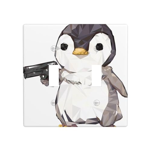 Phayah Wandplatte mit Cartoon-Pinguin-Muster, Doppel-Kippschalter, Lichtschalter-Abdeckung, Größe 11,4 x 11,4 cm, für Wohn- und Gewerbebereiche Phayah Wandplatte mit Cartoon-Pinguin-Muster, Doppel-Kippschalter, Lichtschalter-Abdeckung, Größe 11,4 x 11,4 cm, für Wohn- und Gewerbebereiche von PHAYAH