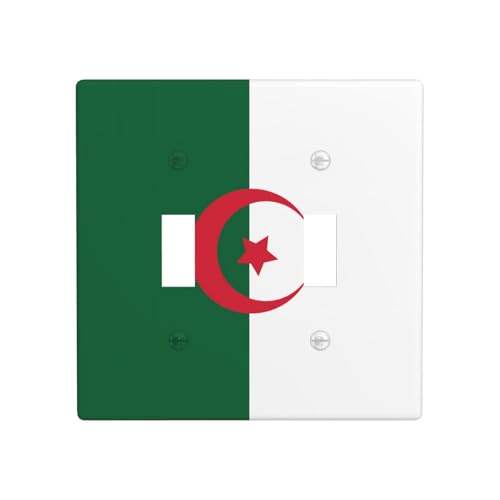 Phayah Wandplatte mit Flagge von Algerien, Doppel-Kippschalter, Größe 11,4 x 11,4 cm, für Wohn- und Gewerbebereiche Phayah Wandplatte mit Flagge von Algerien, Doppel-Kippschalter, Größe 11,4 x 11,4 cm, für Wohn- und Gewerbebereiche von PHAYAH