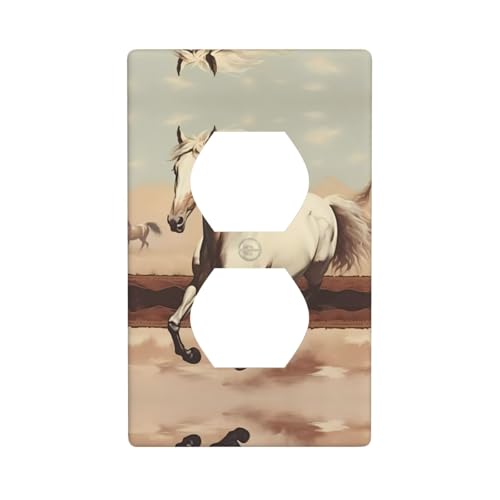 Phayah Wandplattenabdeckung, Motiv: tanzendes weißes Pferd, dekorative Wandplatte, Größe 11,4 x 7,9 cm, für Wohn- und Gewerbebereiche Phayah Wandplattenabdeckung, Motiv: tanzendes weißes Pferd, dekorative Wandplatte, Größe 11,4 x 7,9 cm, für Wohn- und Gewerbebereiche von PHAYAH