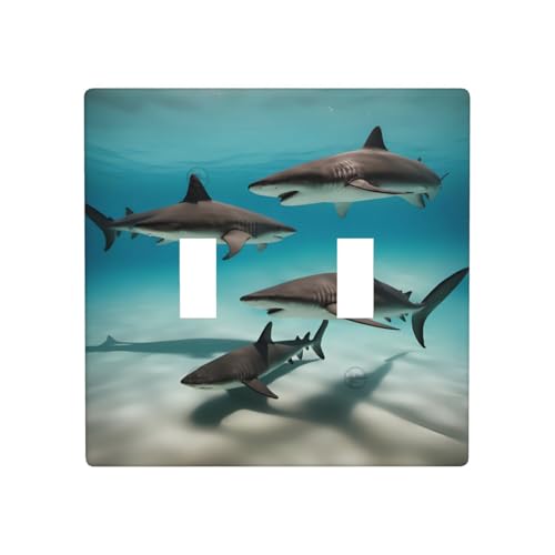Phayah Wandsteckdosenabdeckung, Doppel-Kippschalter, Motiv: Fisch in der Tiefsee, Größe 11,4 x 11,4 cm, für Wohn- und Gewerbebereiche Phayah Wandsteckdosenabdeckung, Doppel-Kippschalter, Motiv: Fisch in der Tiefsee, Größe 11,4 x 11,4 cm, für Wohn- und Gewerbebereiche von PHAYAH