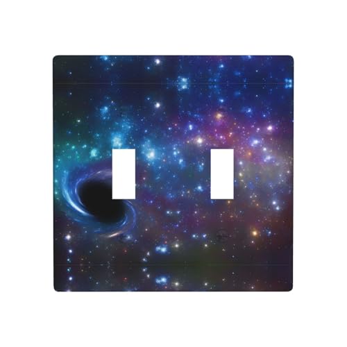 Phayah Wandsteckdosenabdeckung mit Galaxie-Muster, Doppel-Kippschalter, Größe 11,4 x 11,4 cm, für Wohn- und Gewerbebereiche von PHAYAH