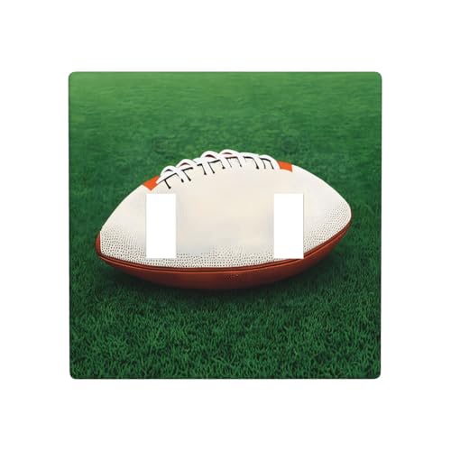 Phayah Weißes Rugby-Kugel-Muster, Doppel-Kippschalter, Lichtschalterplatten, Steckdosenabdeckungen, dekorativ für Badezimmer, Schlafzimmer, Küche, 11,4 x 11,4 cm Phayah Weißes Rugby-Kugel-Muster, Doppel-Kippschalter, Lichtschalterplatten, Steckdosenabdeckungen, dekorativ für Badezimmer, Schlafzimmer, Küche, 11,4 x 11,4 cm von PHAYAH