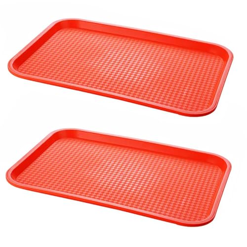 PHCOMRICH 2 x Tablett, Mehrzweck-Tablett, mehrere Farben, rutschfest, 35 x 27 cm, lebensmittelechtes PP-Material. (Orange) von PHCOMRICH