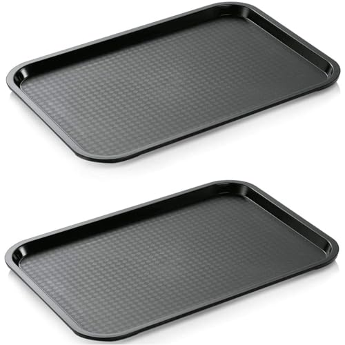 PHCOMRICH 2X Tabletts, Mehrzwecktablett, rutschfest, lebensmittelechtes PP-Material, schwarz,41,5 x 30,5 cm von PHCOMRICH