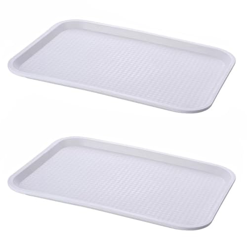 PHCOMRICH 2X Tabletts, Mehrzwecktablett, rutschfest, lebensmittelechtes PP-Material,weiß,35 x 27 cm von PHCOMRICH