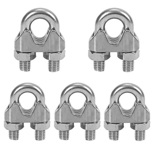 PHCOZY 5 Pcs Drahtseilklemme Edelstahl M4 Bügelseilklemme Bügelklemme Edelstahl UBolzen Bügelform Sattelbefestigungsklemme für Stahlkabel Stahldraht Stahlseil von PHCOZY