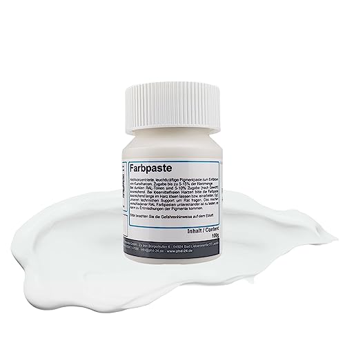 DD Composite Farbpaste 100g reinweiß RAL 9010 Pigment hochkonzentriert für Kunstharze Epoxidharz Resin Polyesterharz Gießharz farbintensiv deckend von DD Composite