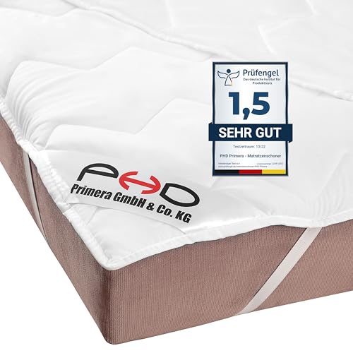 PHD Primera Matratzenschoner 140x200 cm - 60°C waschbar u. Allergiker-empfohlen für mehr Hygiene im Bett. Matratzenauflage und Matratzenschutz für Matratze, Boxspringbett u. Topper für 140 x 200 Weiß von PHD Primera