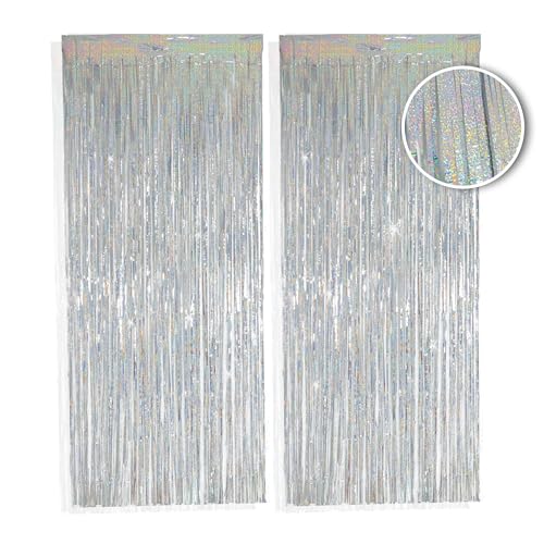 PHENO FLAGS 2 Stück Silberner Lametta Vorhang, 1x2,5m - Glitzernde Silvester-Deko im Funkelnden Metallic-Look, Lametta Girlande für Ihre Party PHENO FLAGS 2 Stück Silberner Lametta Vorhang, 1x2,5m - Glitzernde Silvester-Deko im Funkelnden Metallic-Look, Lametta Girlande für Ihre Party von PHENO FLAGS