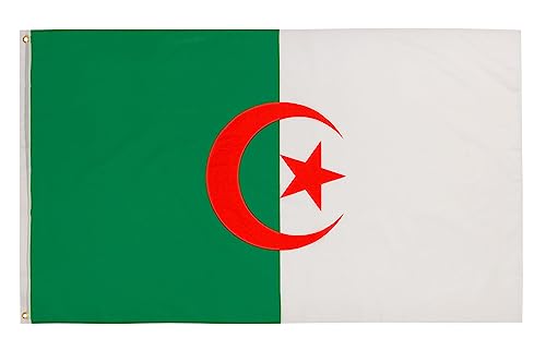 PHENO FLAGS Algerien Flagge - Algerische Fahne 90x150 cm mit Messing-Ösen - Wetterfeste Nationalfahne für Fahnenmast - 100% Polyester von PHENO FLAGS
