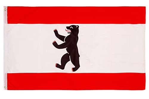 PHENO FLAGS Berlin Flagge - Bundeslandfahne mit Messing-Ösen - 90 x 150 cm - Wetterfeste Fahnen für Fahnenmast - 100% Polyester von PHENO FLAGS