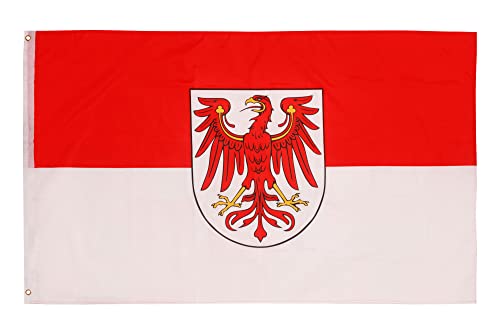 PHENO FLAGS Brandenburg Flagge - Bundeslandfahne mit Messing-Ösen - 90 x 150 cm - Wetterfeste Fahnen für Fahnenmast - 100% Polyester von PHENO FLAGS