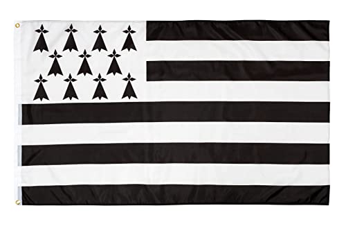 PHENO FLAGS Bretagne Flagge - Bretagnefahne 90 x 150 cm mit Messing-Ösen - Wetterfeste Fahne für Fahnenmast - 100% Polyester von PHENO FLAGS