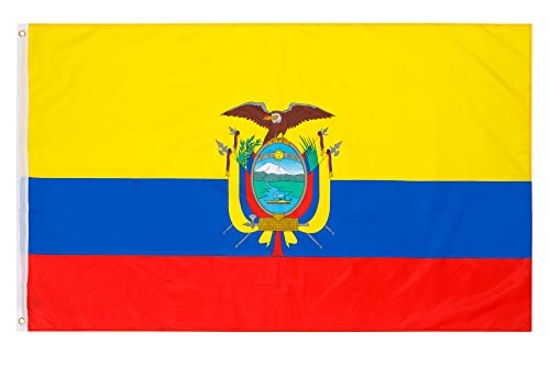PHENO FLAGS Ecuador Flagge - Ecuadorfahne 90x150 cm mit Messing-Ösen - Wetterfeste Nationalflagge für Fahnenmast - 100% Polyester von PHENO FLAGS