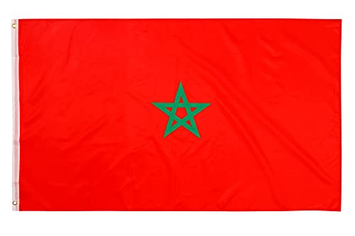 PHENO FLAGS Marokko Flagge - Marokkanische Fahne 90x150 cm mit Messing-Ösen - Wetterfeste Nationalflagge für Fahnenmast - 100% Polyester von PHENO FLAGS