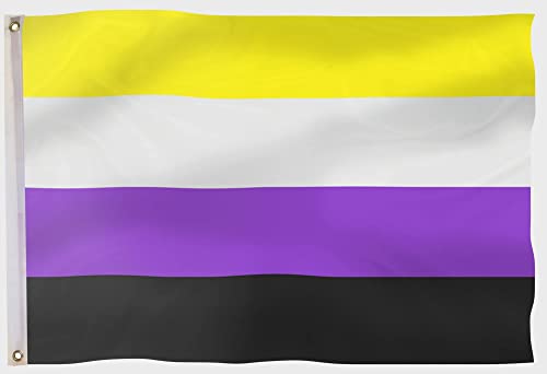 PHENO FLAGS Pride Flaggen - Nicht-Binär Flagge mit Messing-Ösen - 90 x 150 cm - Wetterfeste Fahnen für Fahnenmast - 100% Polyester von PHENO FLAGS