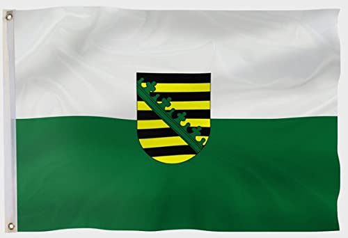 PHENO FLAGS Sachsen Flagge - Bundeslandfahne mit Messing-Ösen - 90 x 150 cm - Wetterfeste Fahnen für Fahnenmast - 100% Polyester von PHENO FLAGS