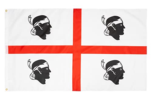 PHENO FLAGS Sardinien Flagge - Sardinienfahne 90x150 cm mit Messing-Ösen - Wetterfeste Italien Fahne für Fahnenmast - 100% Polyester von PHENO FLAGS