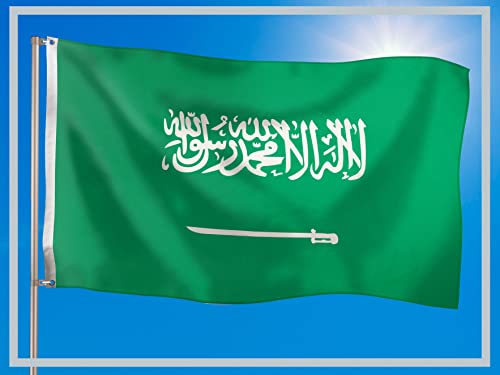 PHENO FLAGS Saudi-Arabien Flagge - Saudi-Arabien-Fahne 90x150 cm mit Messing-Ösen - Wetterfeste Nationalflagge für Fahnenmast - 100% Polyester von PHENO FLAGS