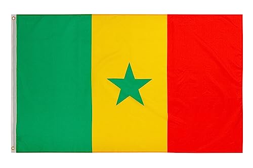 PHENO FLAGS Senegal Flagge - Senegalfahne 90x150 cm mit Messing-Ösen - Wetterfeste Nationalflagge für Fahnenmast - 100% Polyester von PHENO FLAGS