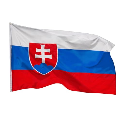 PHENO FLAGS Slowakei Flagge 90x150cm - wetterbeständige Fahne mit Messingösen, 100% Polyester, robuste Doppelnaht & in lebendigen Farben - ideal für Flaggen-Liebhaber von PHENO FLAGS