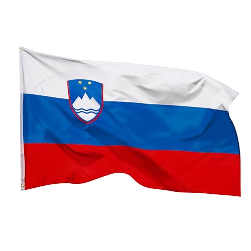 PHENO FLAGS Slowenien Flagge 90x150cm - wetterbeständige Fahne mit Messingösen, 100% Polyester, robuste Doppelnaht & in lebendigen Farben - ideal für Flaggen-Liebhaber von PHENO FLAGS