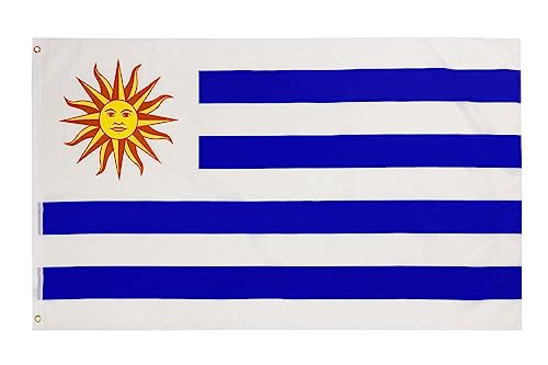 PHENO FLAGS Uruguay Flagge - Uruguayfahne 90x150 cm mit Messing-Ösen - Wetterfeste Nationalflagge für Fahnenmast - 100% Polyester von PHENO FLAGS