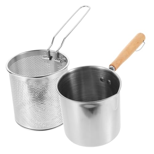 PHENOFICE 1 Set Kleine Fritteuse Edelstahlkorb Frittiertopf Mit Korb Kochtopf Frittiertopf Kleiner Frittierkorb Topf Frittierkorb Für Topf Home Kitchen Fryer Deep Fryer Basket von PHENOFICE