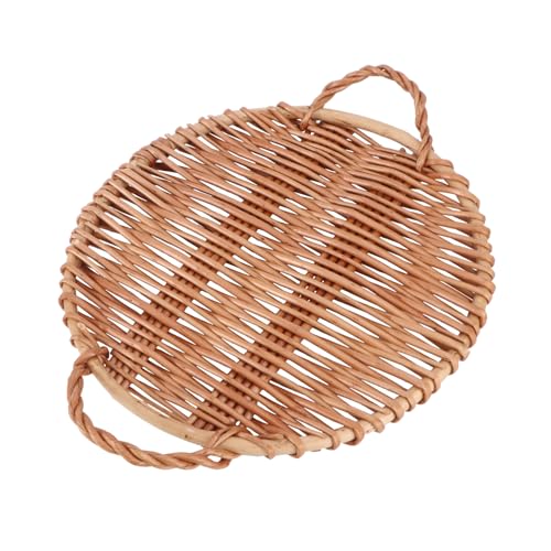PHENOFICE 1stk Brotschale Aus Weidengeflecht Brotkorb Flach Speiseteller Tisch Brotkasten Essenstabletts Kreistablett Brotkorb Tablett Ablagefach Für Lebensmittel Obsttabletts Brown von PHENOFICE