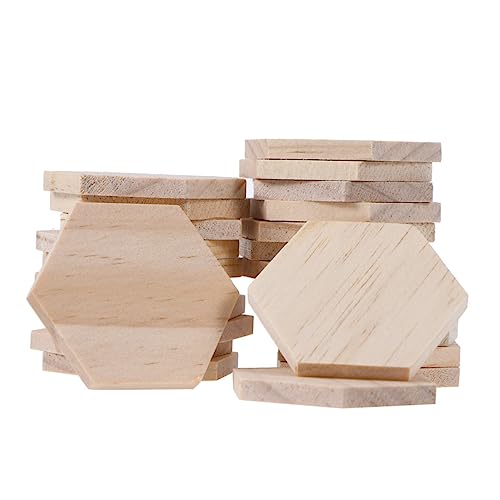 PHENOFICE 25stücke Holzscheiben Sechseckig Naturholz Deko-holzscheiben Für Party Hochzeit Heimdekoration Blank Mit Loch Für Diy-projekte Handbemalung Untersetzer Foto-requisiten von PHENOFICE