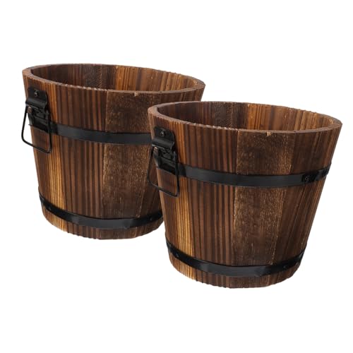 PHENOFICE 2stücke Eimer Blumentopf Sukkulenten Übertopf Aus Naturmaterial Kleiner Gartendeko Für Garten Balkon Innenhof von PHENOFICE