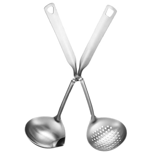 PHENOFICE 2st Sieb Ölkelle Schöpflöffel Geschlitzt Schaumlöffel Geschlitzte Pfanne Griffschaufel Mit Verbrühungsschutz Servierkelle Buffet Geschlitzter Servierlöffel Silver Rostfreier Stahl von PHENOFICE