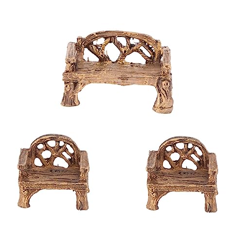 PHENOFICE 3stücke Miniatur Gartenmöbel Harzstuhl Kleine Landschafts Dekoration Blumentopf Figurine Schreibtisch Deko Kinderzimmer Gartenmöbel Stuhl von PHENOFICE