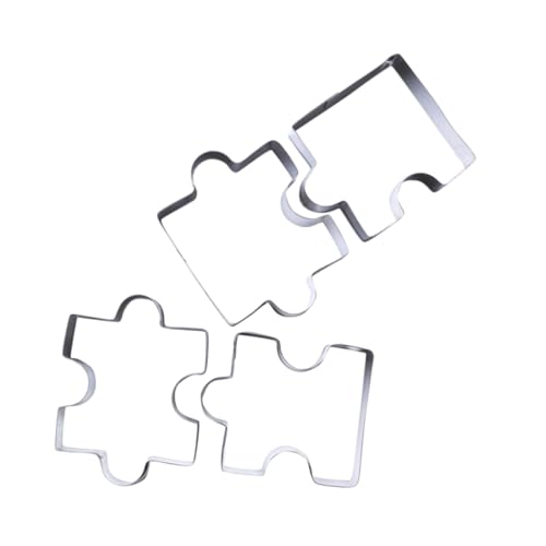 PHENOFICE 4 Stück Fondantschneider Backen Puzzle Ausstecher Für Hunde Plätzchen Keks Backform Teigschneider Kuchenschneider Ausstechform Silver von PHENOFICE