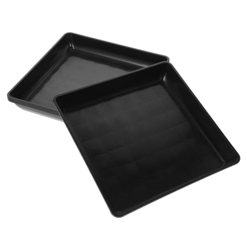 PHENOFICE 4 Stück Pflanzuntersetzer Viereckig Pflanzschalen Kunststoff Pflanzkübel Untertöpfe für Garten Balkon Innenbereich Schwarz von PHENOFICE