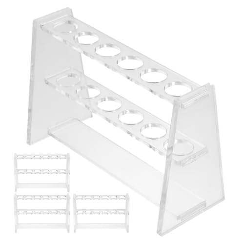 PHENOFICE 4 Stück Reagenzglashalter aus Acryl, 10 ml: Doppelschichtiges Reagenzglas-Präsentationsgestell mit 6 Löchern zum Identifizieren von Proben – Experimentierzubehör für von PHENOFICE