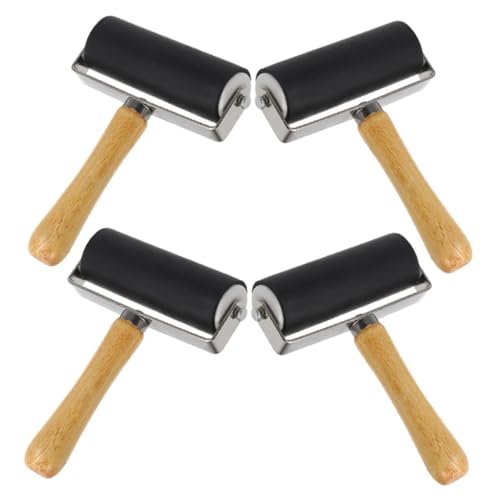 PHENOFICE 4 Stück Kunststoff Farbroller Für Kinder Tragbare Farbroller Für Malerei Und Druck Professionelle Druckwalze Mit Holzgriff Für Selbstgemacht Bastelprojekte Und Stempeldruck von PHENOFICE