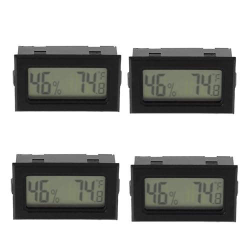 PHENOFICE 4 Stück Thermometer Lcd-anzeige Fahrenheit (℉) Aräometer Für Feuchtigkeit Digitales Feuchtigkeitsmessgerät Mini-wetterhygrometer Innentemperaturanzeige Black Plastik von PHENOFICE