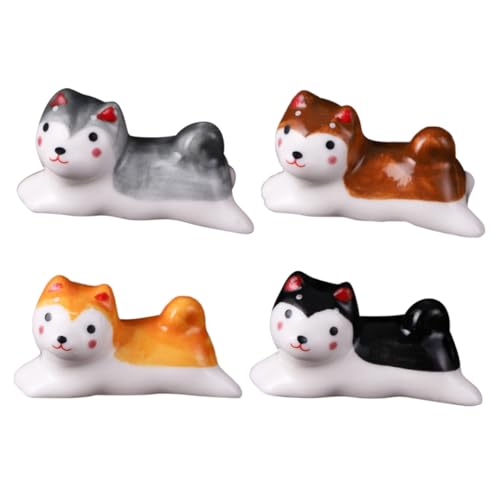 PHENOFICE 4stücke Essstäbchenablage Aus Keramik Cartoon-Stil Für Gabeln Und Löffel rutschfeste Shiba-Inu-Form Tischdekoration Und Schreibtischdekor von PHENOFICE
