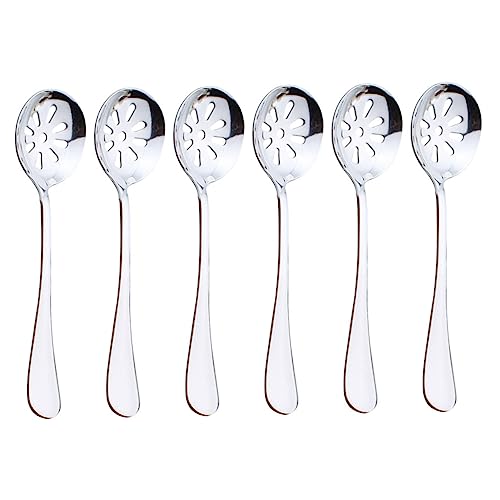 PHENOFICE 6 x Edelstahl-Löffel mit Schlitzen, kleine Servierlöffel für Küche, Zuhause, Buffet, Kaviar, Party von PHENOFICE