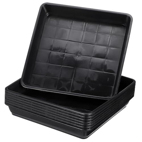 PHENOFICE 8 Stück Teiliges Quadratische Pflanzuntersetzer Robustem Kunststoff Vielseitige Bonsai Blumentopfhalter Schützende Pflanzschalen für Garten und Innenbereich Schwarz von PHENOFICE