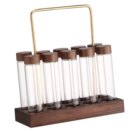 PHENOFICE Kaffeebohnen Verpackungsflasche Glas Aufbewahrungsröhrchen Mit HolzstäNder Luftdicht Versiegelt Holzständer Präsentationsständer Für Kaffeebohnen Behälter PHENOFICE Kaffeebohnen Verpackungsflasche Glas Aufbewahrungsröhrchen Mit HolzstäNder Luftdicht Versiegelt Holzständer Präsentationsständer Für Kaffeebohnen Behälter von PHENOFICE