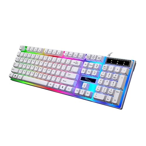 PHENOFICE Leuchtende USB Tastatur Mit Kabel Kreative Gaming Tastatur Mit Hintergrundbeleuchtung Weiß Ergonomisches Computerzubehör Für Komfortables Tippen Und von PHENOFICE